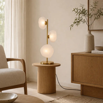 ZECCA 3 Light Table Lamp - Antique Gold/Frost