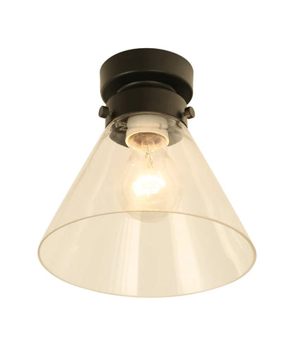 D.I.Y. Batten Fix Ceiling Lights - Small Cone Shape Fixtures (Clear Glass & Black Batten)