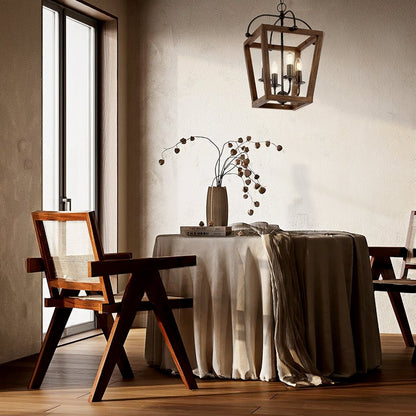 LACOTA 4 Light Pendant - Wood/Black
