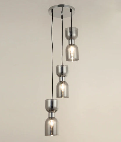 CLESSIDRA: Interior Mirror Finish Smokey Black Multiple Round Base Pendant Lights