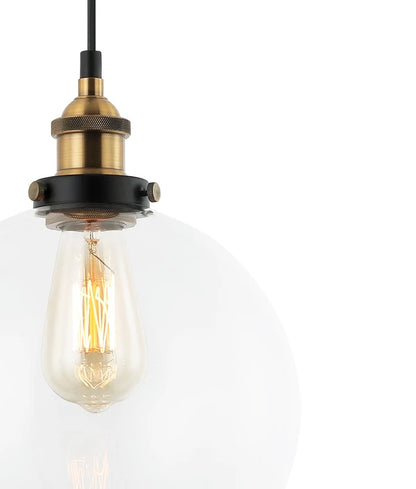 PESINI: Interior Wine Clear Glass & Antique Brass Highlight Pendant Lights