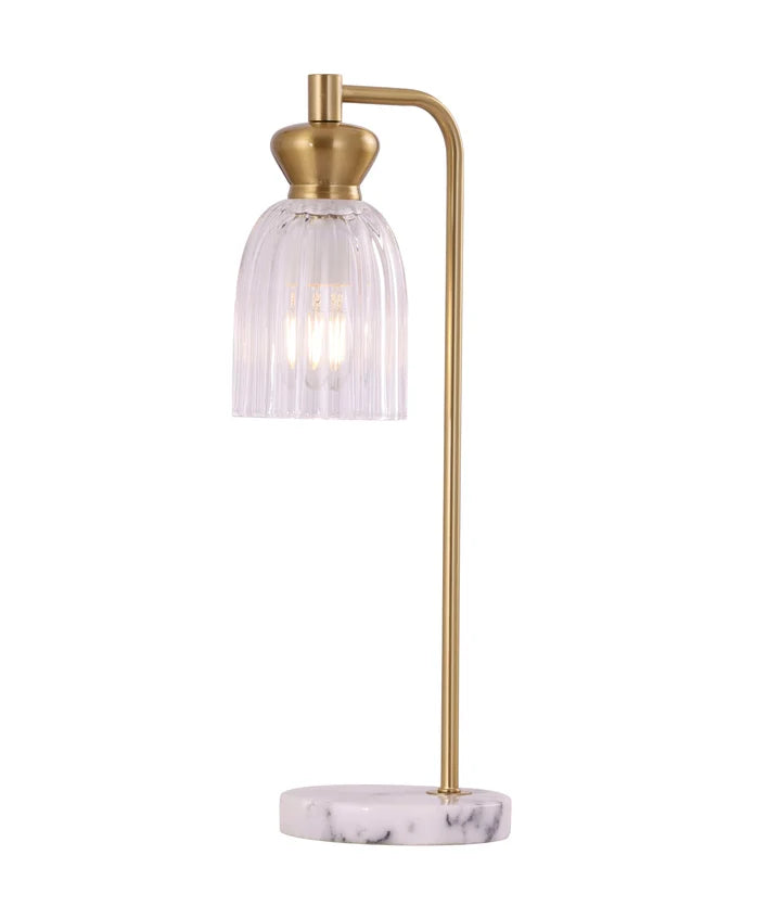 SINO: Interior Ellipse Brass Highlight & Clear Glass Shade Marble Base Table Lamp