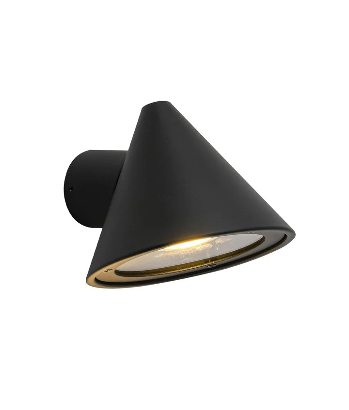 CUCHARA: Exterior Cone Surface Mounted Wall Lights IP65 / IP44 - Black Aluminium