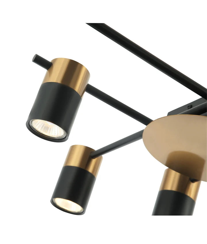TACHE: Interior Spot Ceiling Lights (Black/Antique Brass) IP20 - 4 Lights