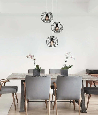 SENTINEL: Modern Minimalist Round Cage Pendant Light - Matte Black