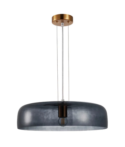 GELATINA: Interior Dome Glass with Brass Highlight Pendant Lights - SMOKEY BLACK