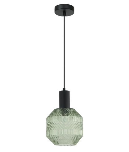 MARACA: Interior Glass Jar With Quadrilateral Segment Pendant Light - Green