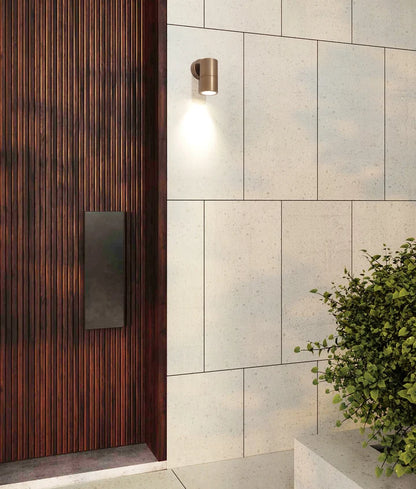 GU10 Exterior Wall Pillar Spot Lights (Aged Brass) IP65 - Single Fixed