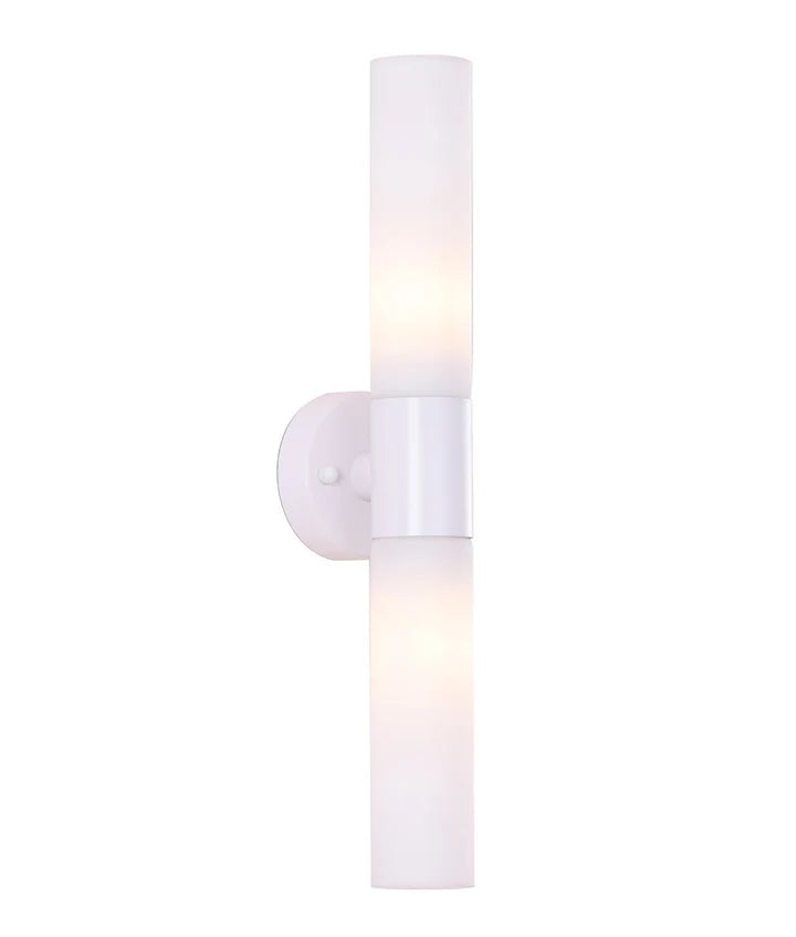 VARA: Interior Tubular Up/Down Opal Glass Wall Light - White