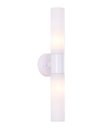 VARA: Interior Tubular Up/Down Opal Glass Wall Light - White