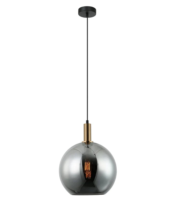 PATERA: Interior Glass with Extended Bronze Highlight Pendant Light - Smokey Black