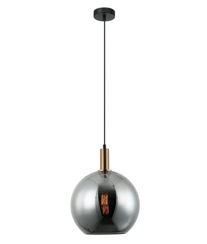 PATERA: Interior Glass with Extended Bronze Highlight Pendant Light - Smokey Black
