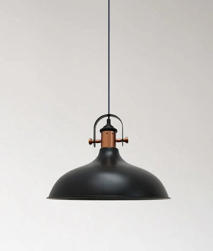 NARVIK: Industrial Scandinavian Dome Shape With Copper Plating Pendant Light - Matte Black