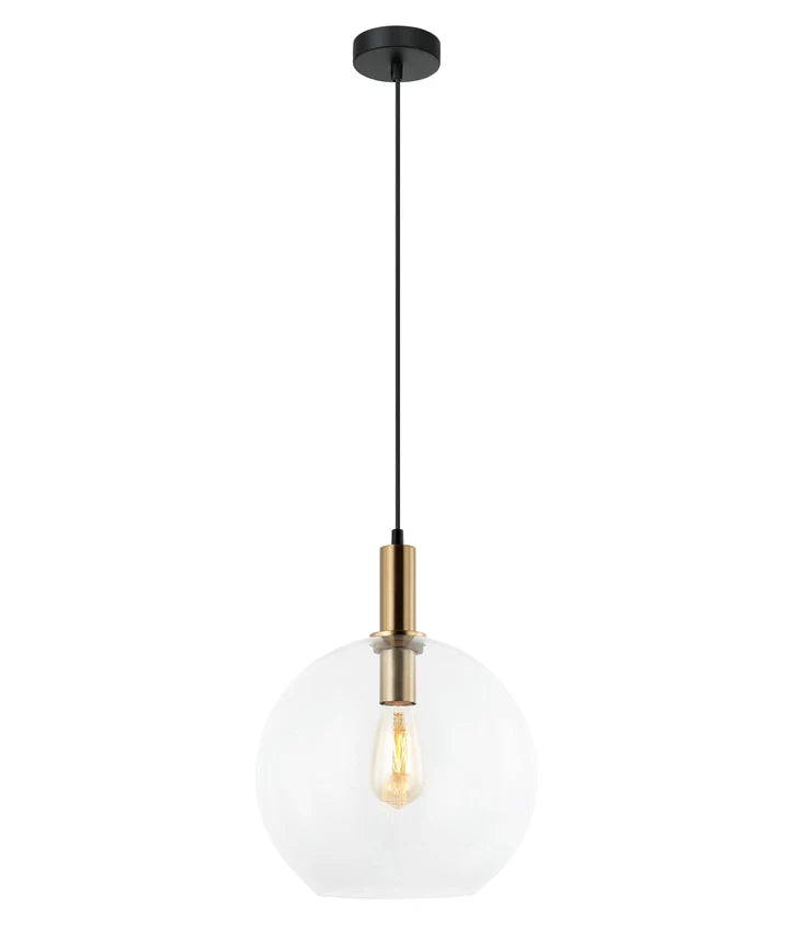 PATERA: Interior Glass with Extended Bronze Highlight Pendant Light - Clear