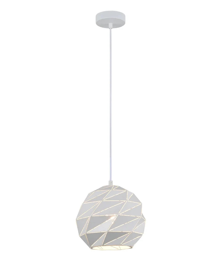 ORIGAMI: Interior Large Dome Carved Iron Origami Style Pendant Lights - White