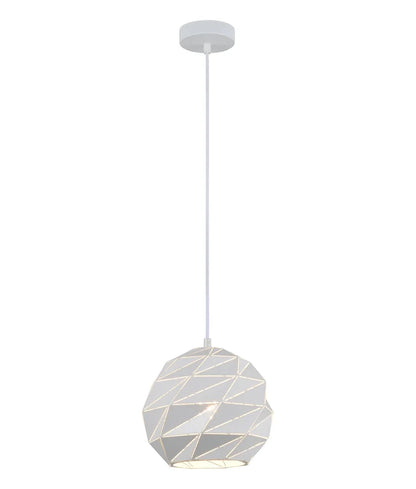 ORIGAMI: Interior Large Dome Carved Iron Origami Style Pendant Lights - White