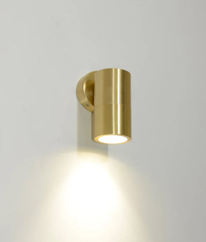 GU10 Exterior Wall Pillar Spot Lights (Solid Polished Brass) IP65 - Single Fixed