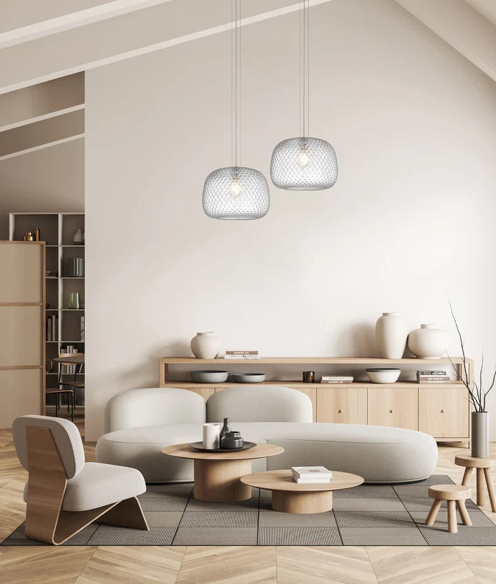 LABU: Interior Dome Glass with Segments Pendant Lights - CLEAR