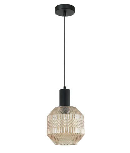 MARACA: Interior Glass Jar With Quadrilateral Segment Pendant Light - Amber