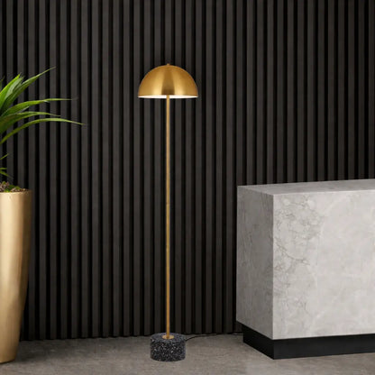 DOMEZ Floor Lamp - Black Terrazzo/Antique Gold