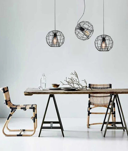 SENTINEL: Modern Minimalist Round Cage Pendant Light - Matte Black