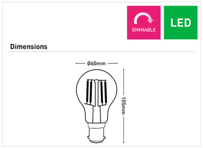 Classic A60 7.5W B22 Filament Globe
