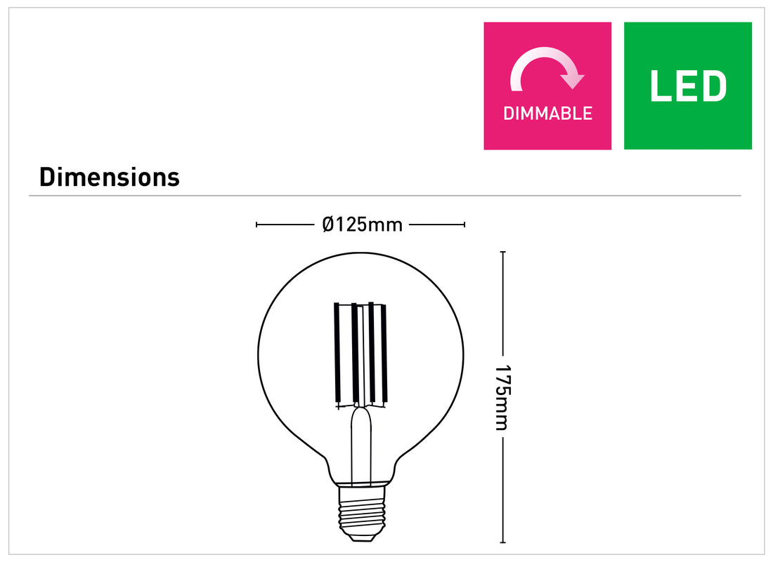 G125 E27 Filament LED Globe