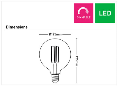 G125 E27 Filament LED Globe