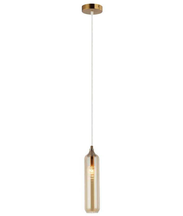 MANGA: Interior Glass Cylinder Pendant Light - Amber