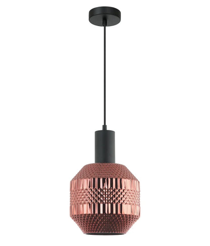 MARACA: Interior Glass Jar With Quadrilateral Segment Pendant Light - Copper