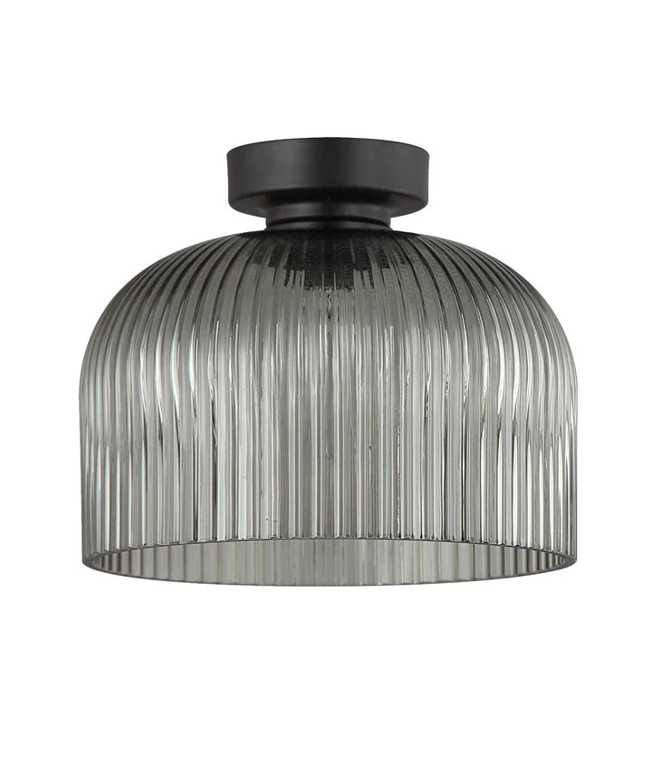 DIYVINTAJ: D.I.Y. Dome Ribbed Glass Batten Fix Ceiling Light - Smokey Black
