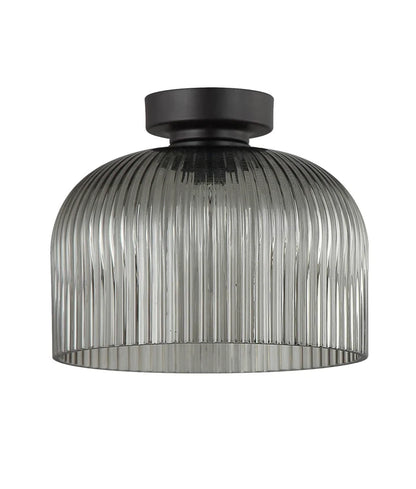 DIYVINTAJ: D.I.Y. Dome Ribbed Glass Batten Fix Ceiling Light - Smokey Black