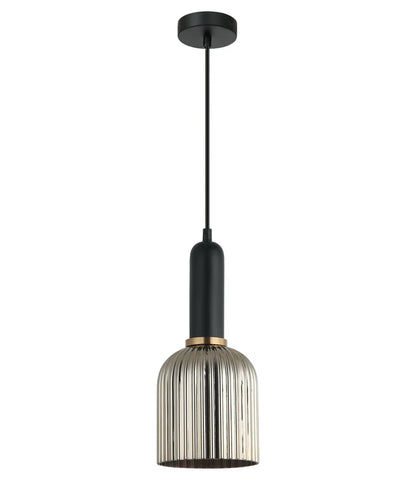 VINTAJ: Retro Interior Ellipse Shape Ribbed Glass Pendant Lights - Chrome