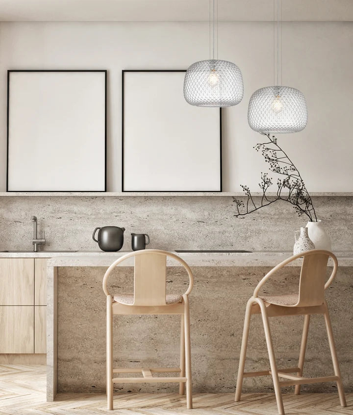 LABU: Interior Dome Glass with Segments Pendant Lights - CLEAR