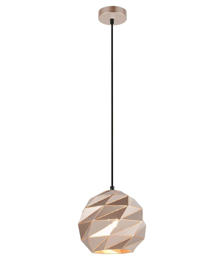 ORIGAMI: Interior Large Dome Carved Iron Origami Style Pendant Lights - Rose Gold