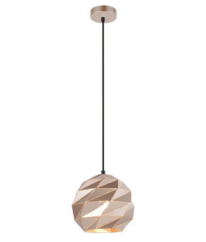 ORIGAMI: Interior Large Dome Carved Iron Origami Style Pendant Lights - Rose Gold