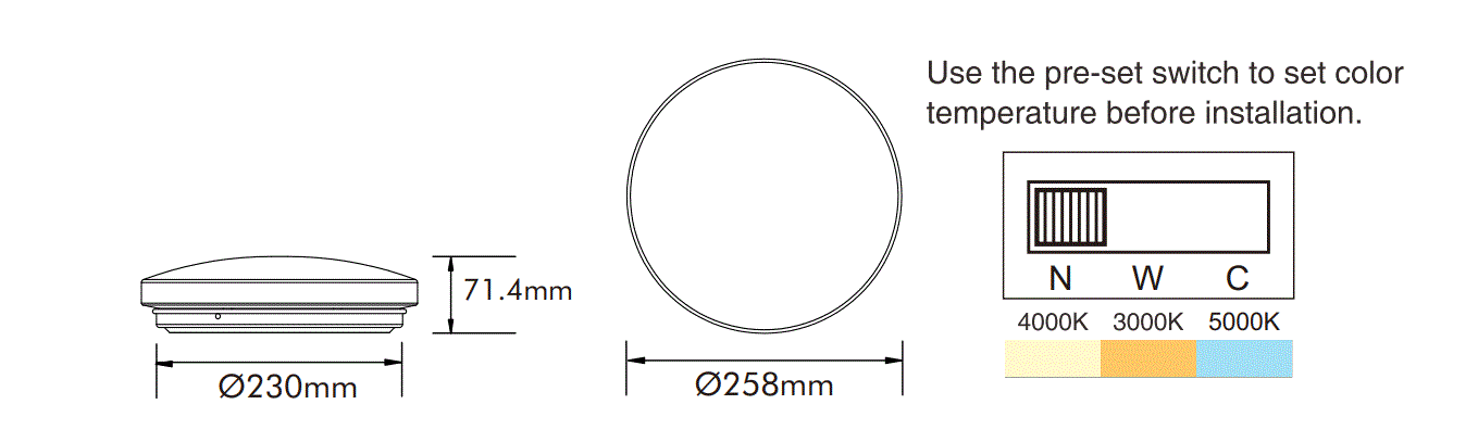 3A 15W Oyster Light IP54 Oyster Light- (AC1014/15W/TC)