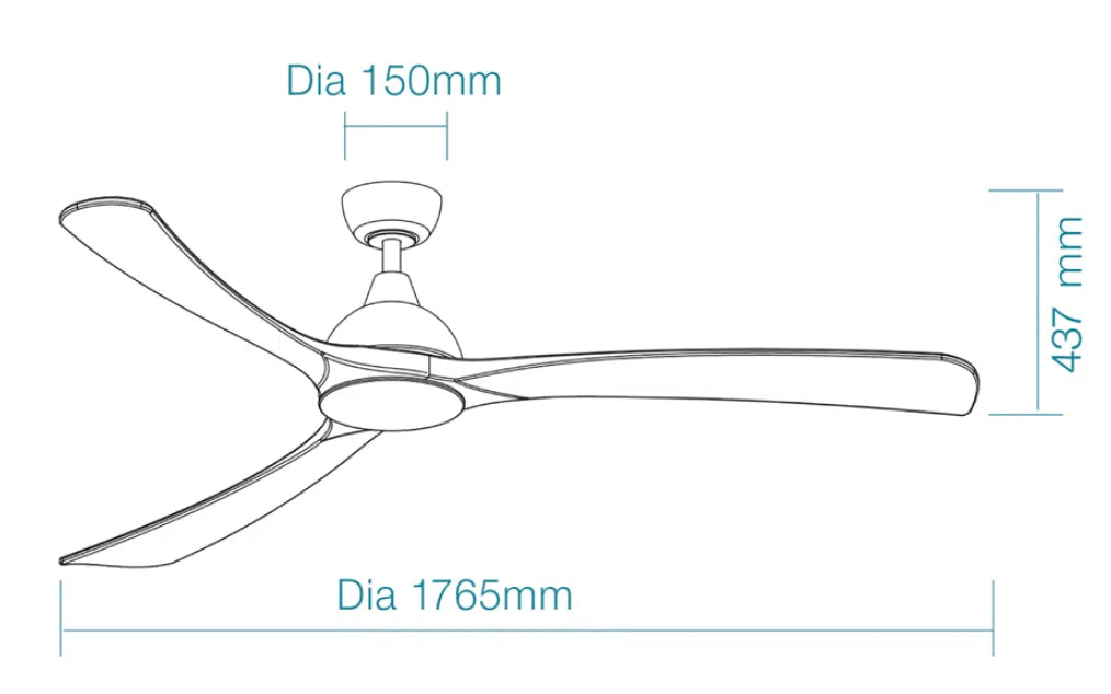 Norfolk Aero DC 70″ Smart Ceiling Fan With WIFI Remote Control- Black & White Wash