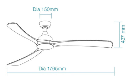 Norfolk Aero DC 70″ Smart Ceiling Fan With WIFI Remote Control- Black & White Wash