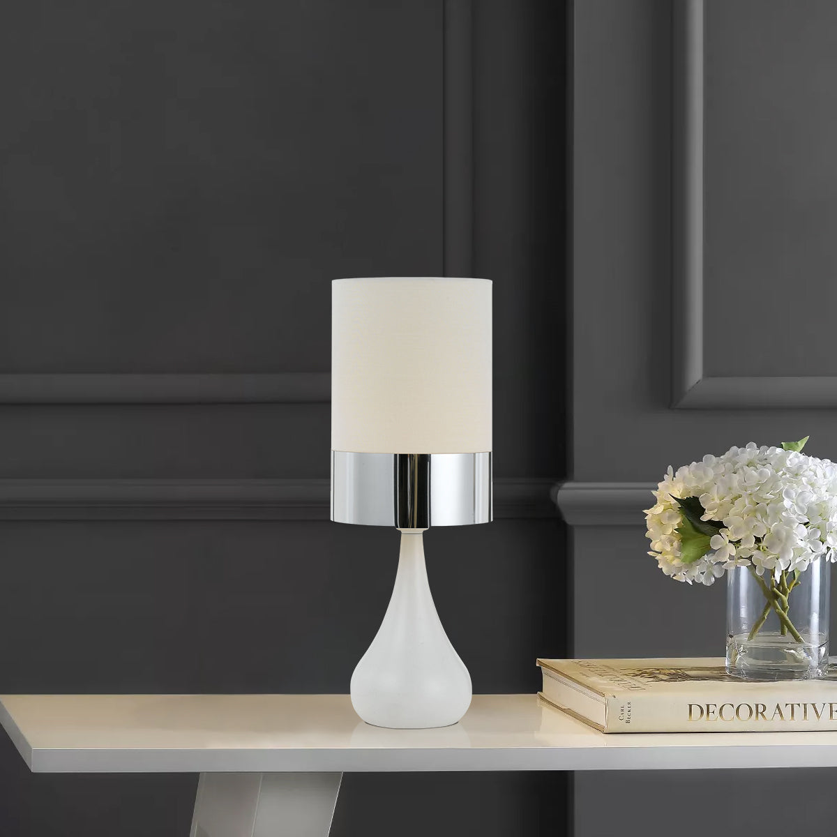 Akira Ceramic Table Lamp- Chrome