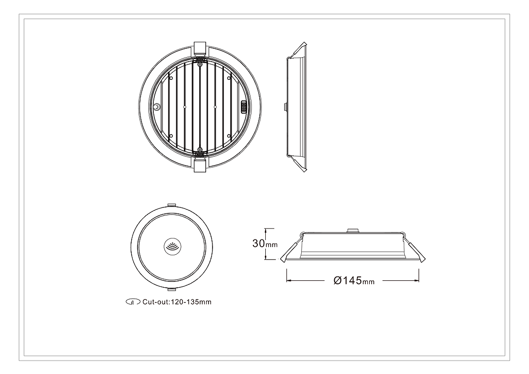 3A AL5008 12W PIR Sensor Downlight