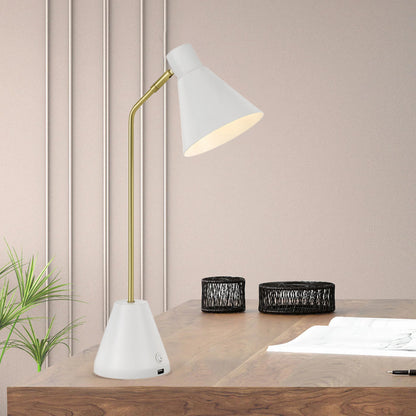 Ambia Table Lamp With USB- White