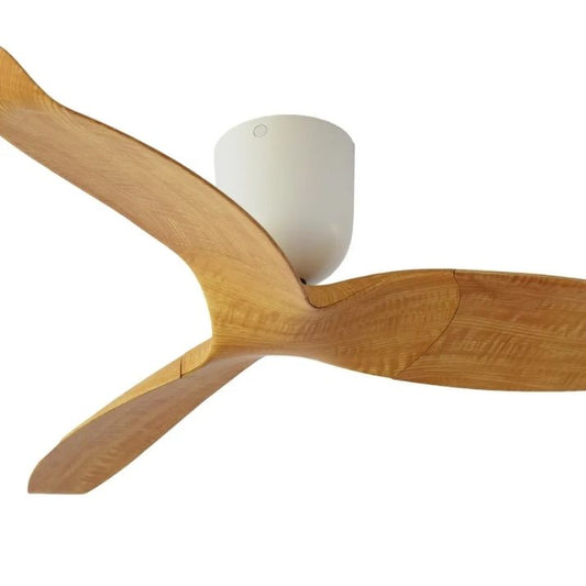 Aeratron AE3+ 3 Blade 60" DC Ceiling Fan With Remote - White With Light Woodgrain Blades