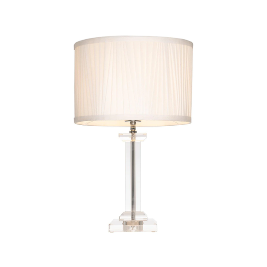 Albion Crystal With Pleated Shade Table Lamp- White