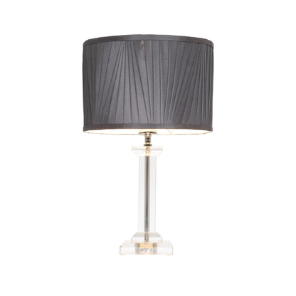 Albion Crystal With Pleated Shade Table Lamp- Grey
