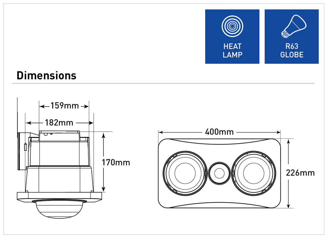 Ardene Duo 3-in-1 Bathroom Heater with Exhaust Fan and LED Light