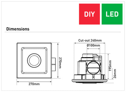 Emeline II Small Square Exhaust Fan with LED Light