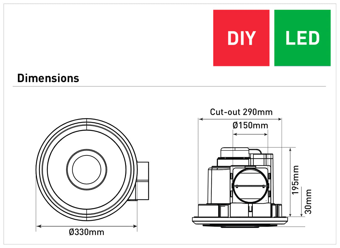 Emeline II Large Round Exhaust Fan with LED Light