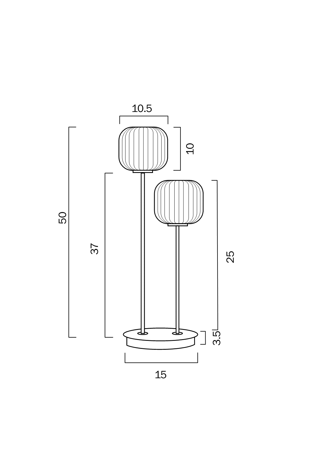 Bobo 2 Lights Table Lamp- Black