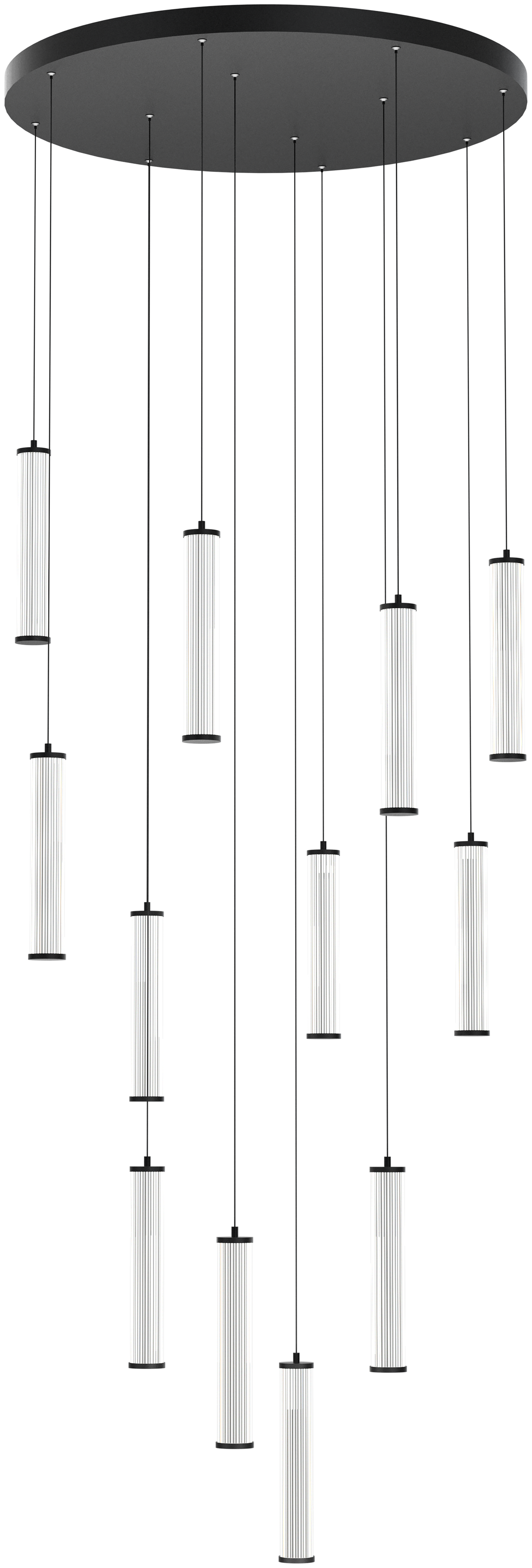 Calibo Charm Modern Fluted 12 Light Cluster Pendant Light - Black